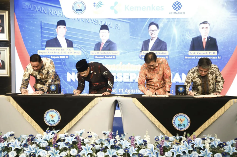 BNN, Kemensos, Kemenkes dan Kemenaker Tandatangani MoU Penanganan Korban Napza Secara Terpadu