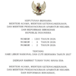 Inilah SKB 3 Menteri Libur Nasional dan Cuti Bersama 2027