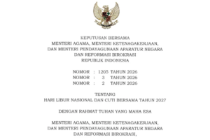 Inilah SKB 3 Menteri Libur Nasional dan Cuti Bersama 2027